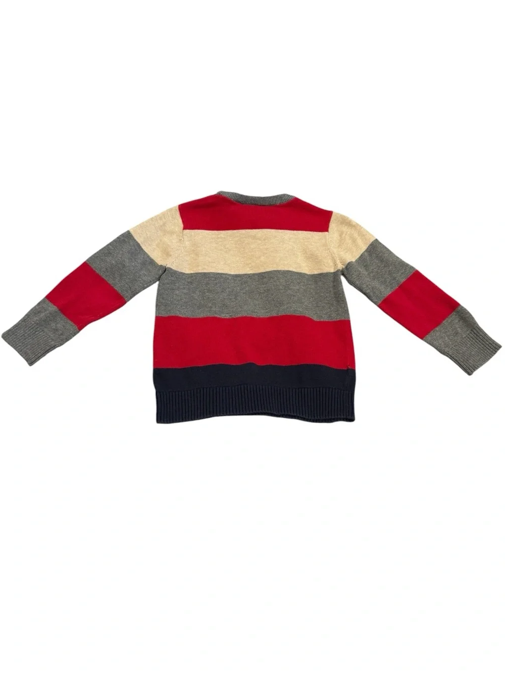 The Childrens Place Striped Crewneck Sweater - Red, Gray, Cream, Navy